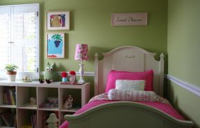 简单女孩房间图片大全 绿色墙面装修效果图片