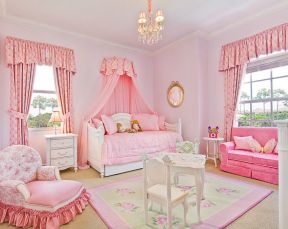 儿童房公主图片 粉色窗帘装修效果图片