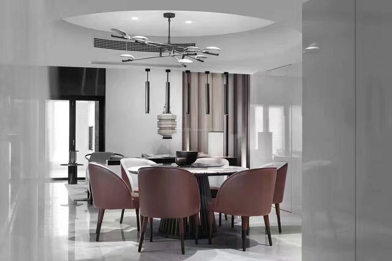 2020室内家装餐厅装修效果图 2020餐厅圆形餐桌图片