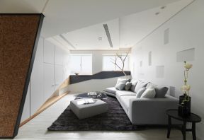 2023现代家居客厅黑色地毯装修图片