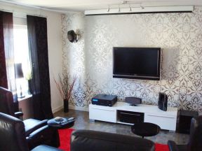 客厅满铺壁纸效果图  电视墙壁纸装修图