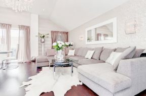 客厅满铺壁纸效果图  白色欧式家装