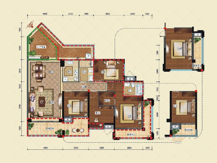 2023大平層小別墅四室兩廳戶型圖