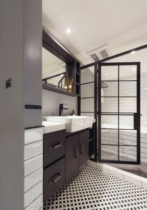 现代工业风格卫生间整体浴室柜装修效果图
