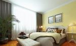 简单卧室床头背景黄色墙面装修效果图