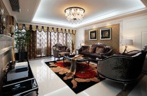 家庭漂亮的客厅窗帘设计效果图片2023