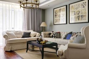 简约美式客厅装修效果图 布艺沙发套