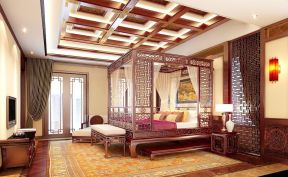 杭州独栋别墅中式风格卧室装修 