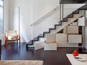 小空间阁楼楼梯设计 2020实木楼梯柜图片