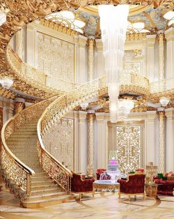 豪华别墅内部楼梯造型装修图