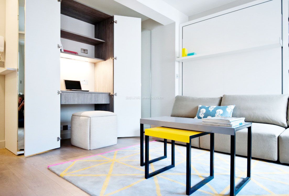 2023简欧单身公寓小客厅装饰平面图大全  