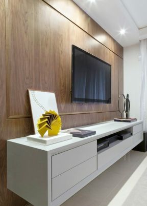 小户型电视背景墙图片 2020木质小客厅背景墙效果图