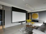 小户型现代简约客厅投影电视墙装修效果图