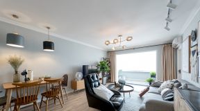 2023北欧家居客厅纯色窗帘设计装修效果图片