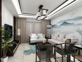 简单中式客厅装修效果图 2020沙发背景墙绘