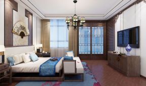 主卧室床头背景墙效果图 2020现代中式卧室
