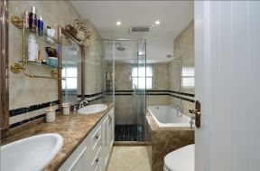 欧式别墅卫生间装修效果图 大理石包裹浴缸装修效果图片