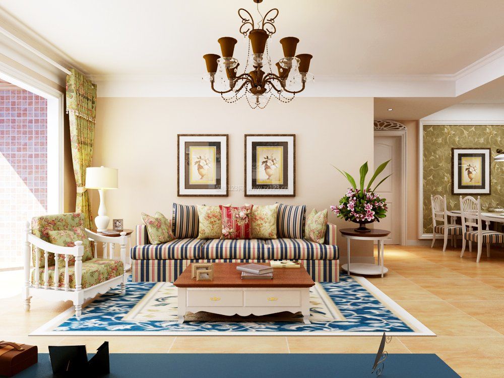 地中海风格客厅沙发摆放装修效果图大全图片