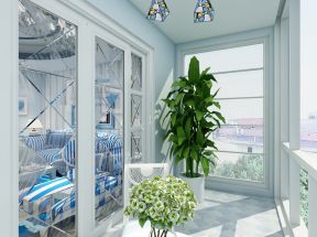 2023地中海家装客厅阳台绿化设计效果图