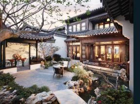 中式独栋别墅装修 中式花园效果图
