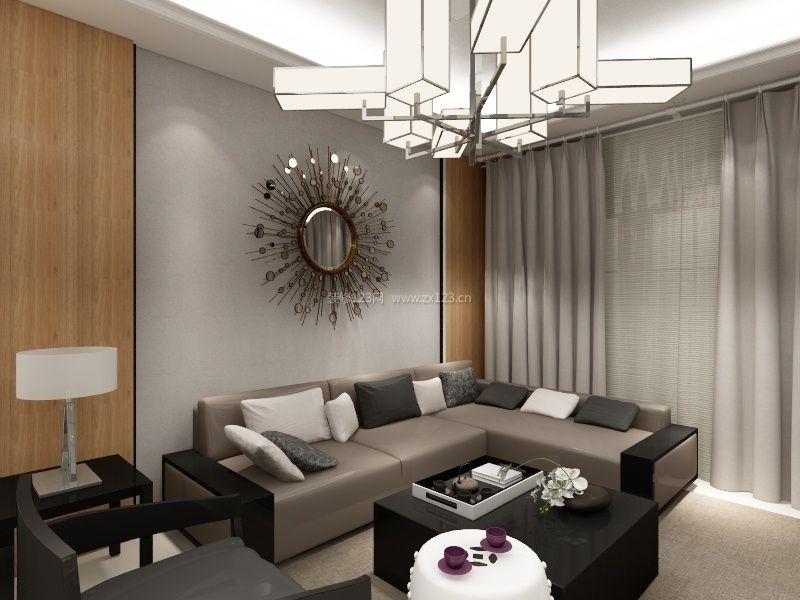 2020简约现代客厅装修设计 转角沙发装修效果图片