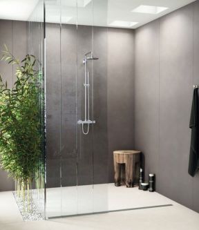 小卫生间淋浴房效果图片 灰色背景墙