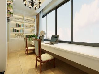90平米美式乡村风格飘窗书桌设计装修2023