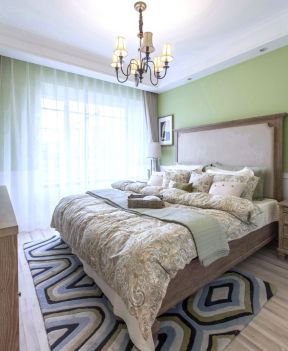 2020舒适美式田园卧室图片 2020卧室地毯装修效果图