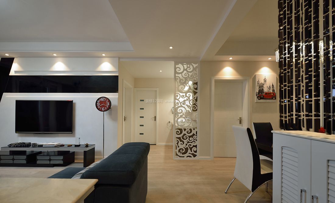 90平米两室两厅房子简约现代风格装修效果图