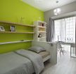 简单小卧室绿色背景墙装修效果图2023