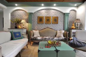 2020地中海温馨客厅设计图 沙发背景墙设计效果图