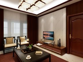 简单中式客厅电视机背景墙装修效果图片