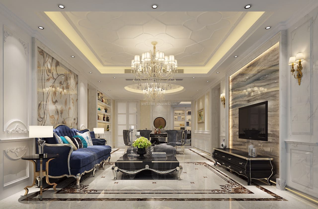 2023惬意简欧式客厅沙发背景墙装饰效果图
