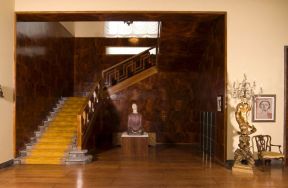 别墅大厅楼梯效果图片 中式禅意装修效果图