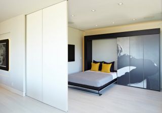 现代简约卧室隐形门装修效果图片2023