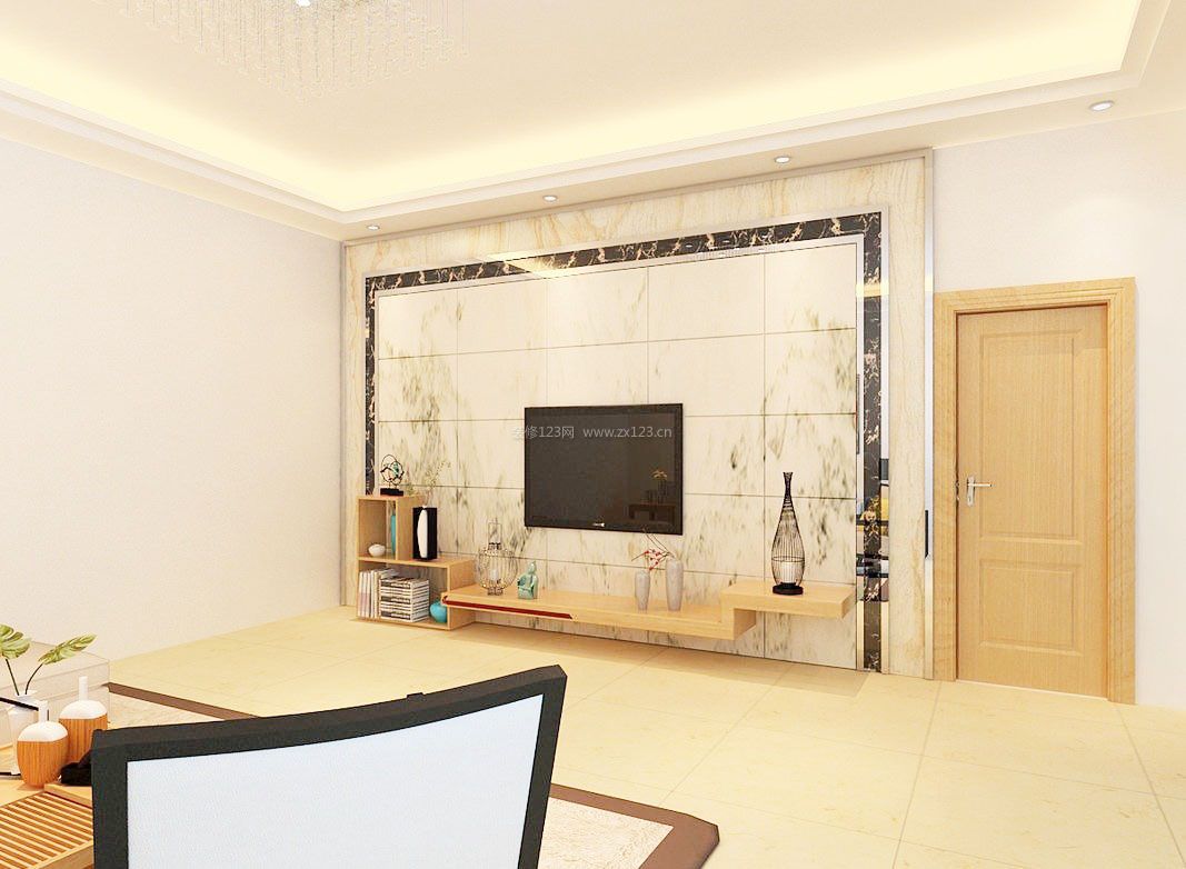 现代家装微晶石客厅电视背景墙效果图