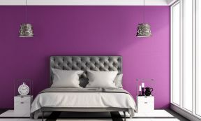 简约卧室紫色壁纸墙面图片欣赏