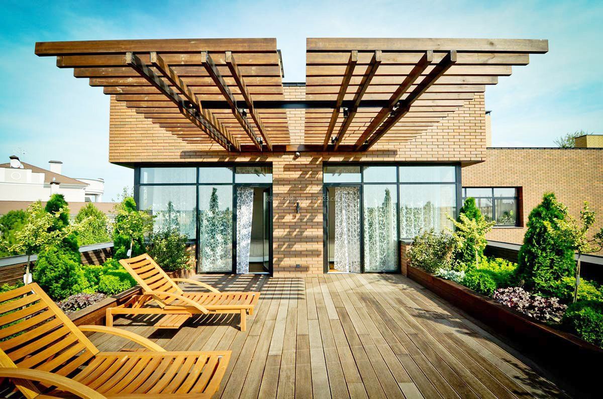 别墅屋顶花园设计效果图_装修123效果图