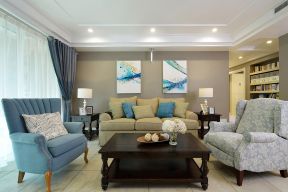 现代美式客厅装修效果图 客厅沙发颜色搭配