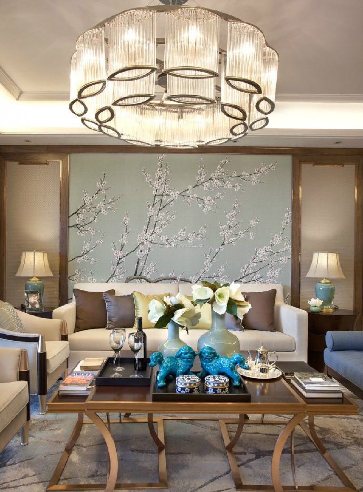 2020大气新中式风格客厅 客厅沙发背景墙装饰