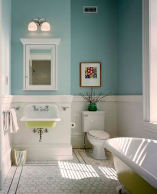 超小浴室蓝色墙面装修效果