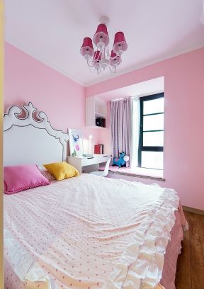 2023普通女孩卧室粉色墙面装修效果图片