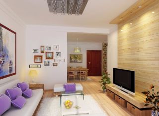 2023经典现代客厅木质电视墙设计效果图