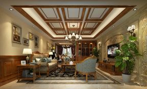 2023美式欧式家装客厅石材电视背景墙设计效果图