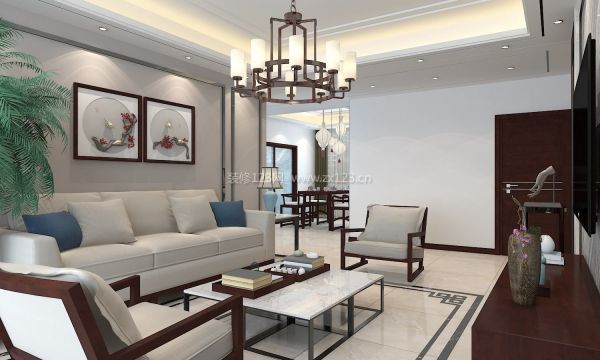 新中式风格客厅整体装修效果图