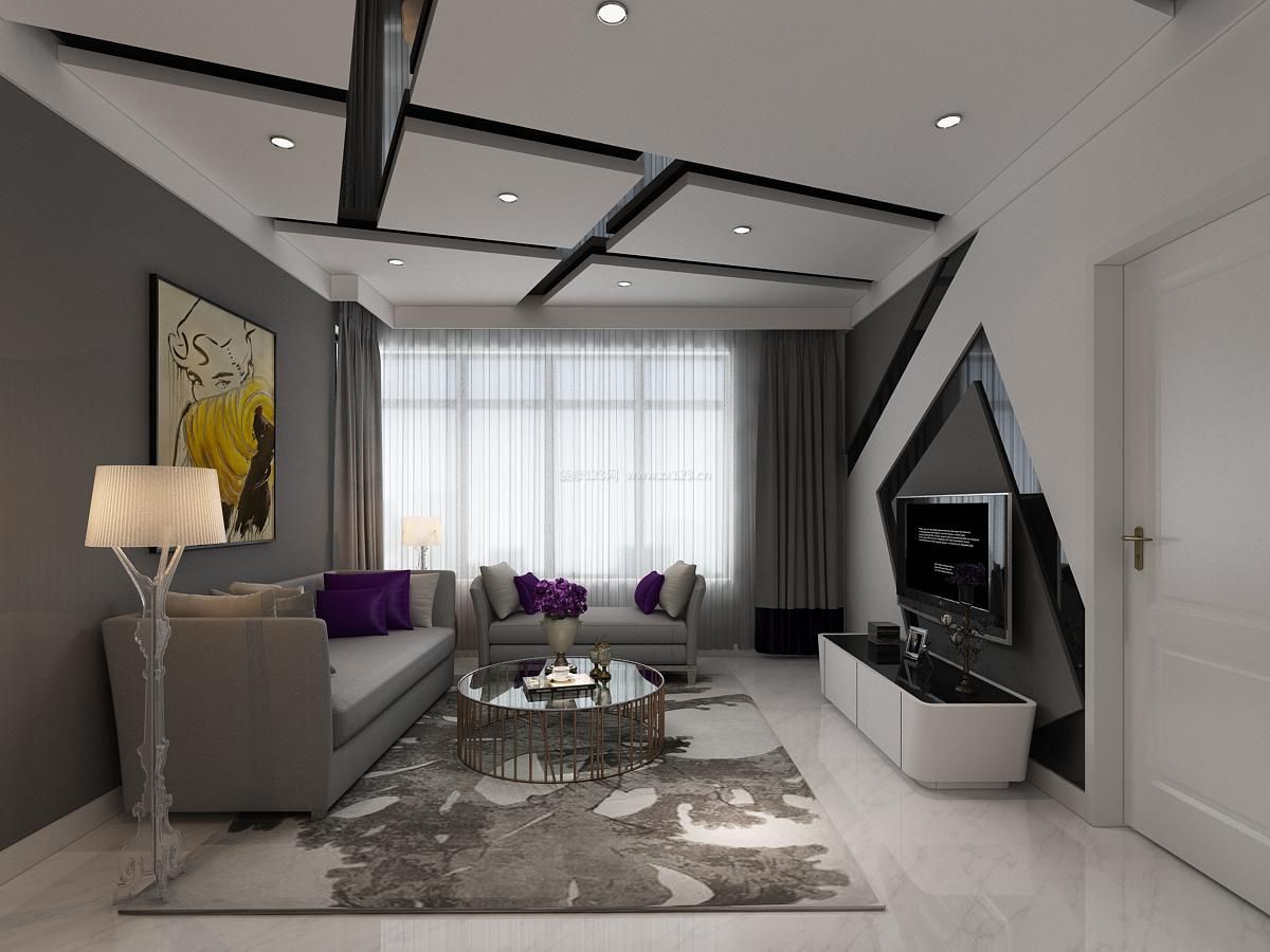 2020现代客厅简约风格装修 2020电视墙造型效果图