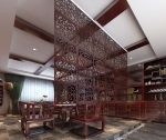 新中式餐厅镂空雕花隔断图片