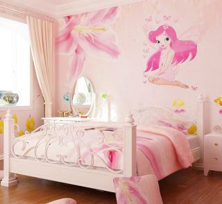 女生粉色房间卡通壁纸装修