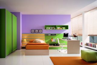 现代卧室墙面漆颜色搭配效果图