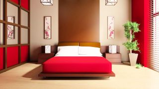 时尚卧室红色墙面漆颜色效果图